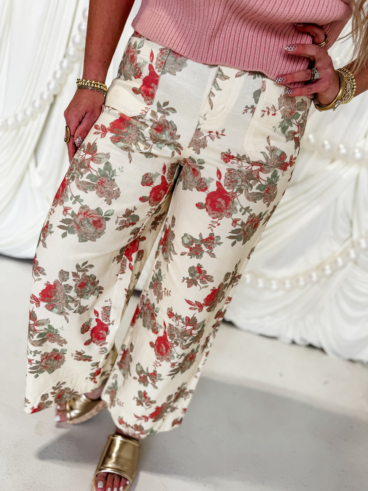 Sloane Floral Pants - Cream