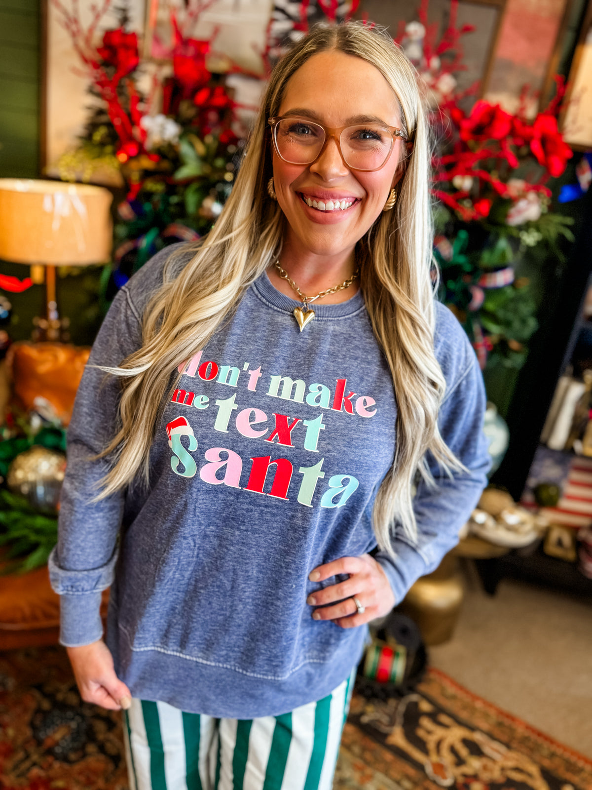 Dont Make Me Text Santa Crew Neck