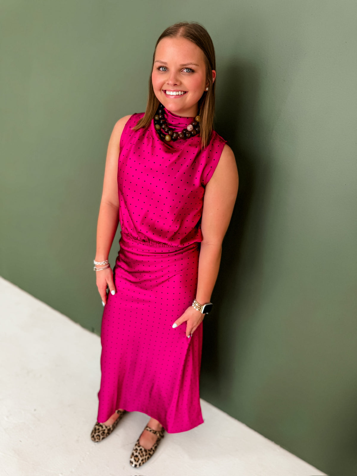 Magenta Polished Look Satin Set