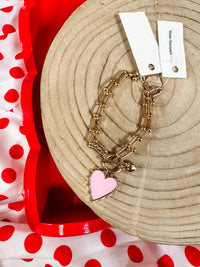 Link Heart Stud Bracelet
