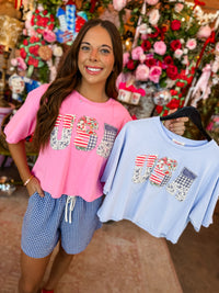 USA Patchwork Cropped Top