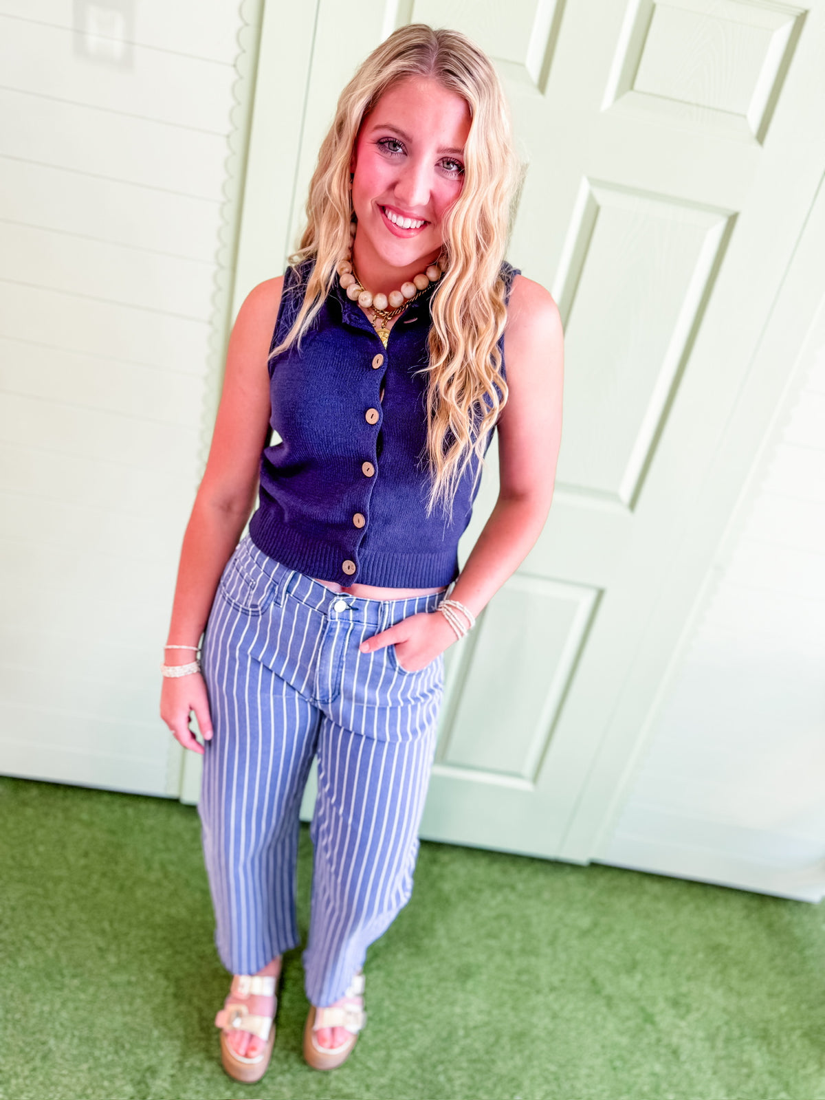 Navy Stripe Jeans