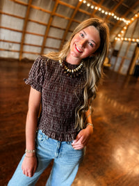 Fall Plaid Smocked Top