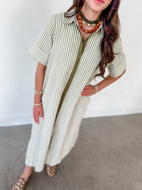 Freely Fall Short Sleeve Olive Dress
