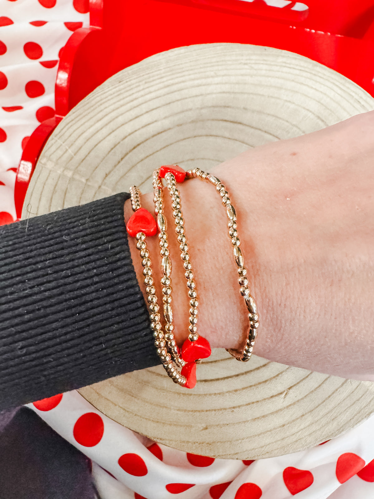 Beaded Heart Stack Bracelet