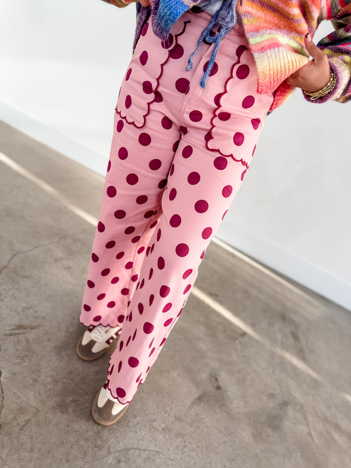 Rhonda Pink Dot Scallop Pants