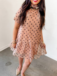 Fallin For Polkadot Tan Dress