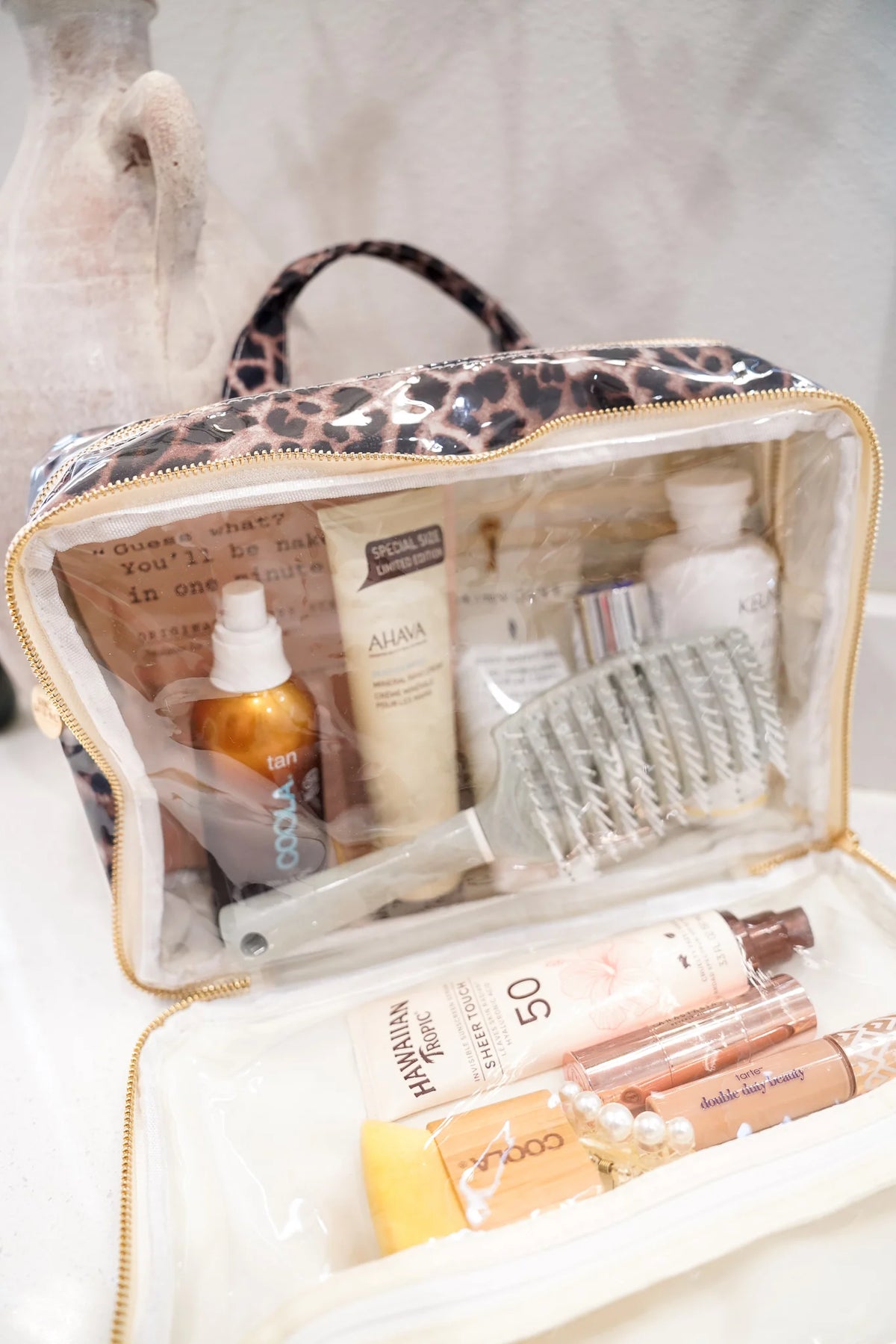 Leopard Clear Coat Toiletry Bag