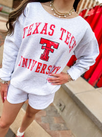 Texas Tech Vintage Sport Ash Gray Flash dance Sweatshirt