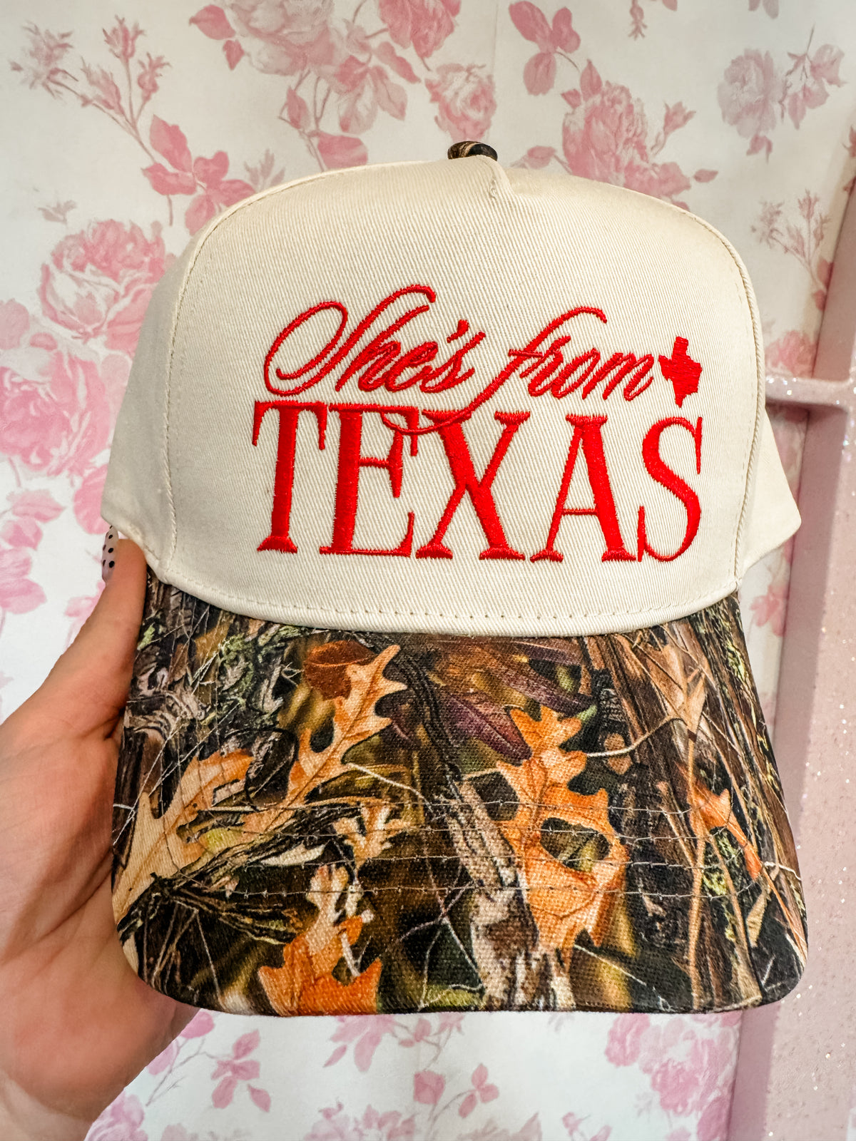 Red She's From Texas Camo Hat