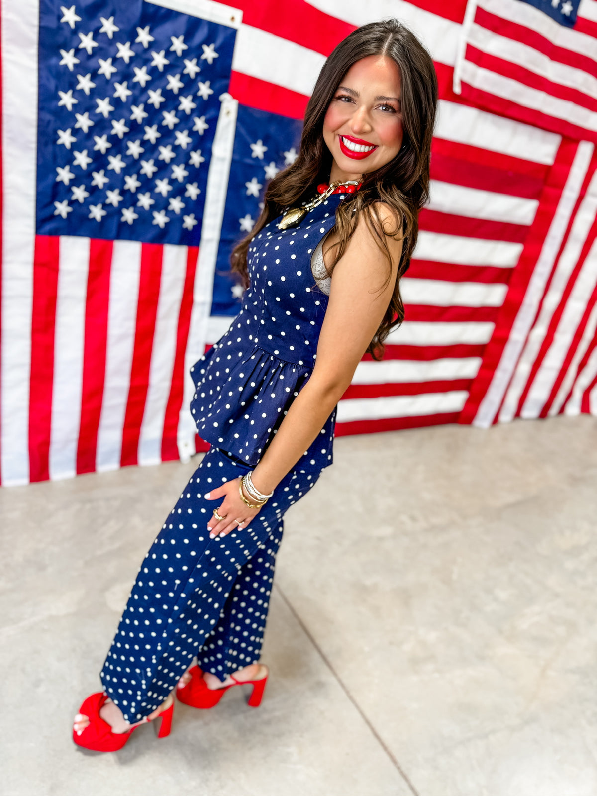 Navy Dot Pants