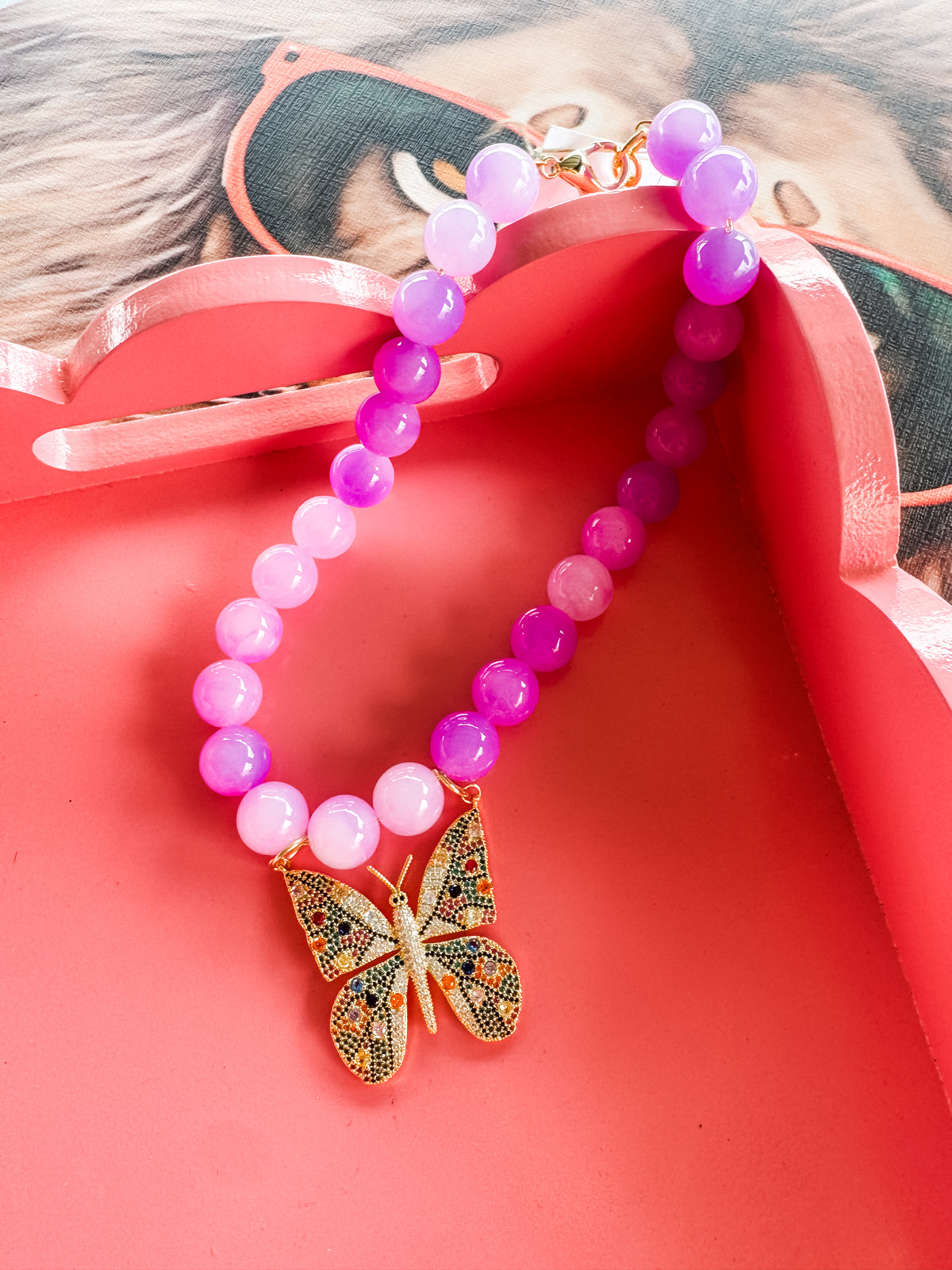 Butterfly Charm Beaded Necklace