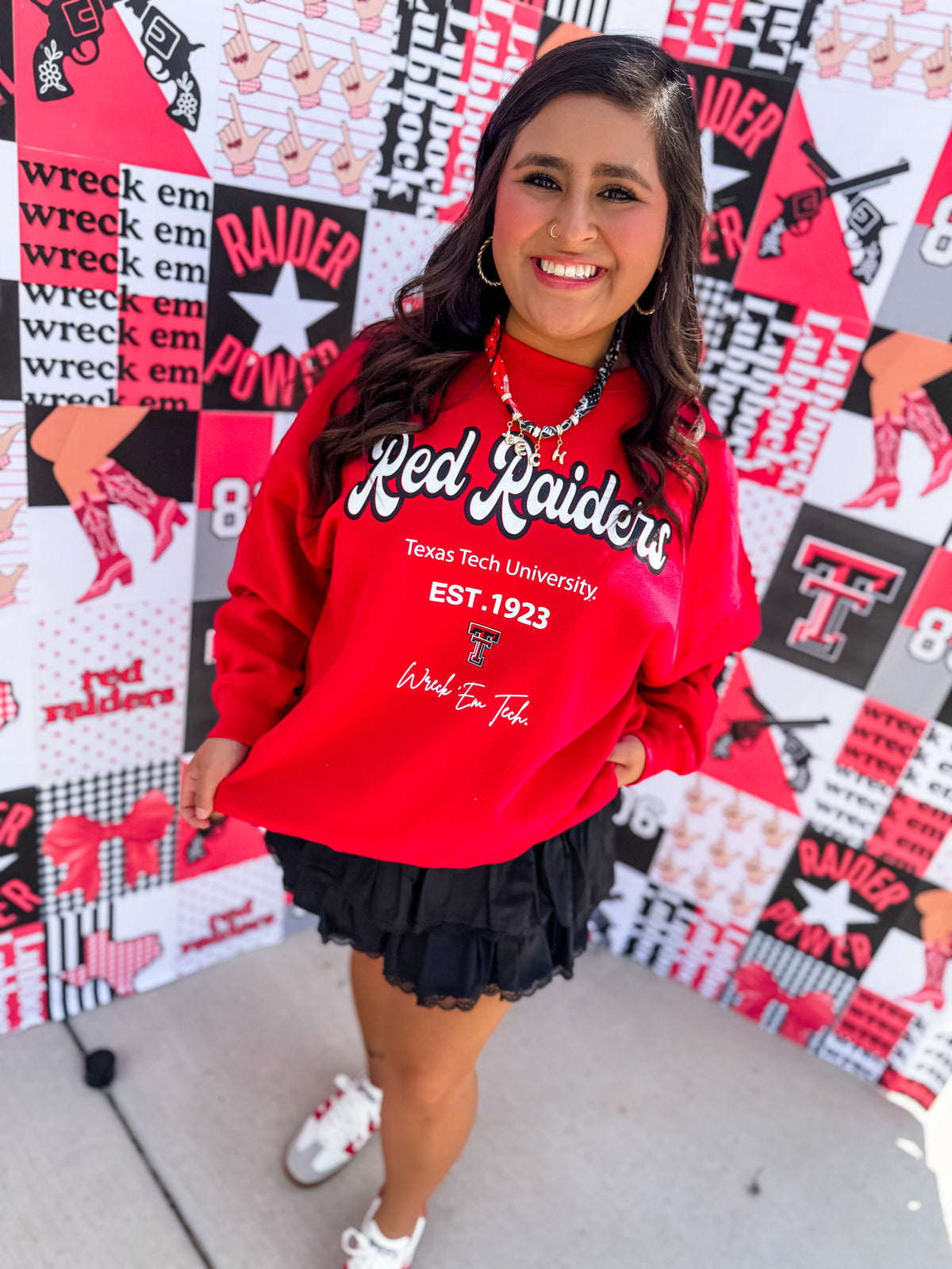 Red Texas Tech Letterman Sweatshirt