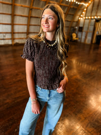 Fall Plaid Smocked Top