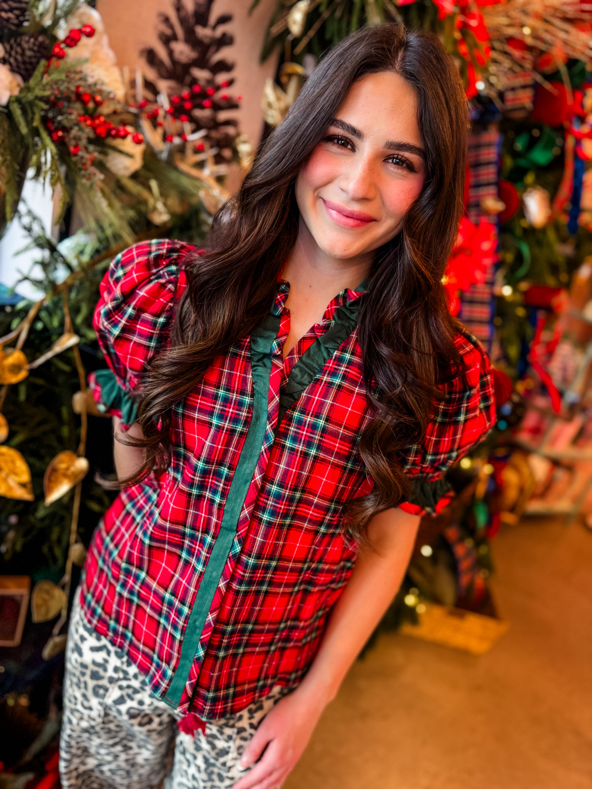 Ruffle Plaid Top