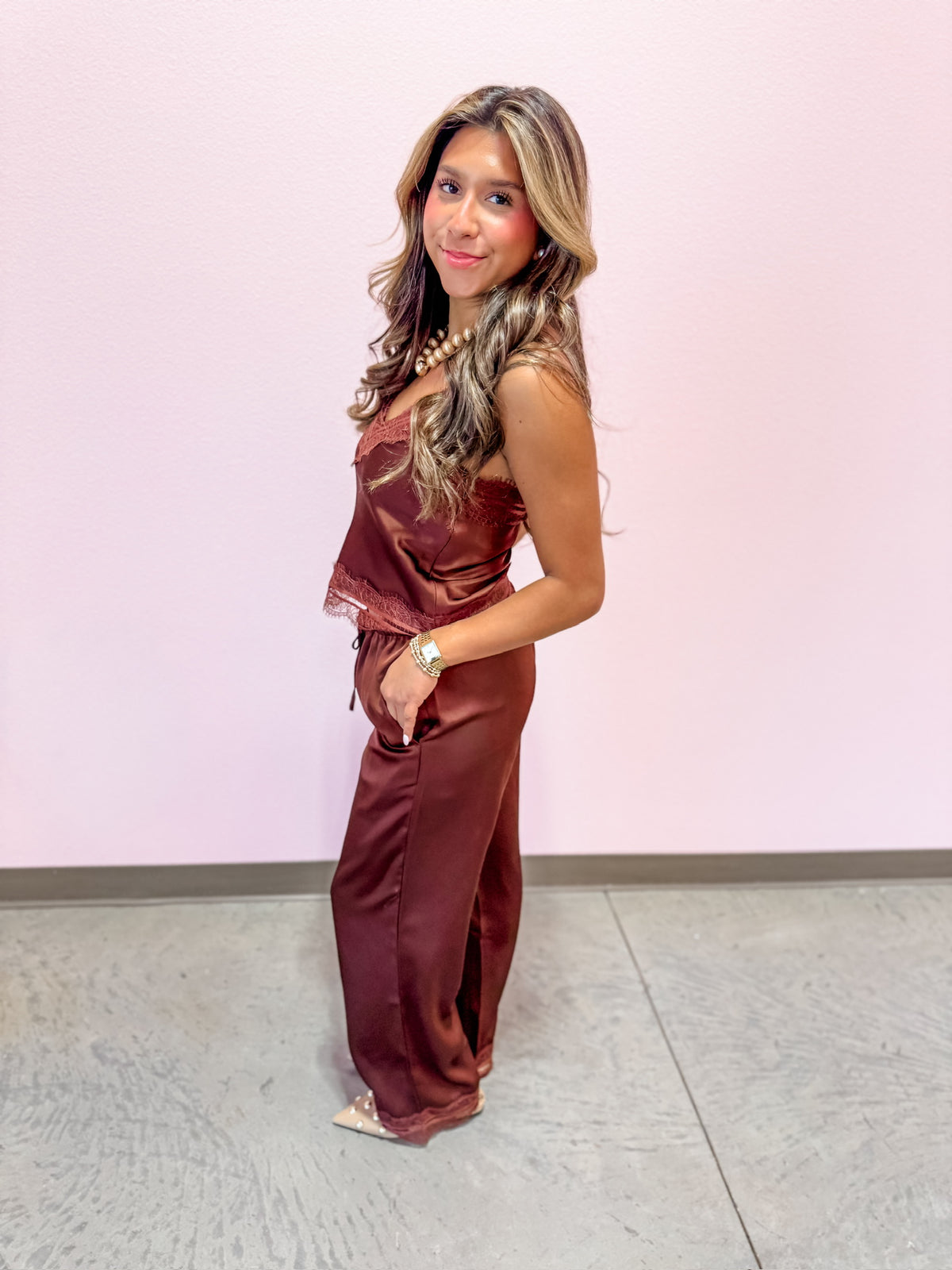 Satin Lace Pants