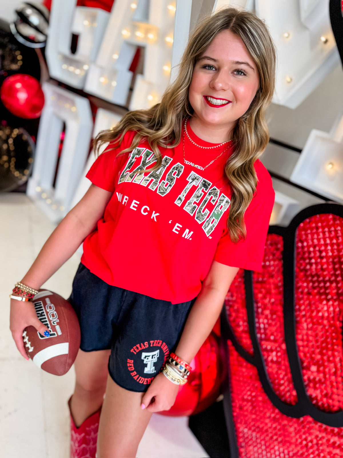 Red Texas Tech Camo Filled Gault Tee