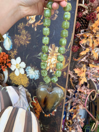 Square beaded horn heart necklace