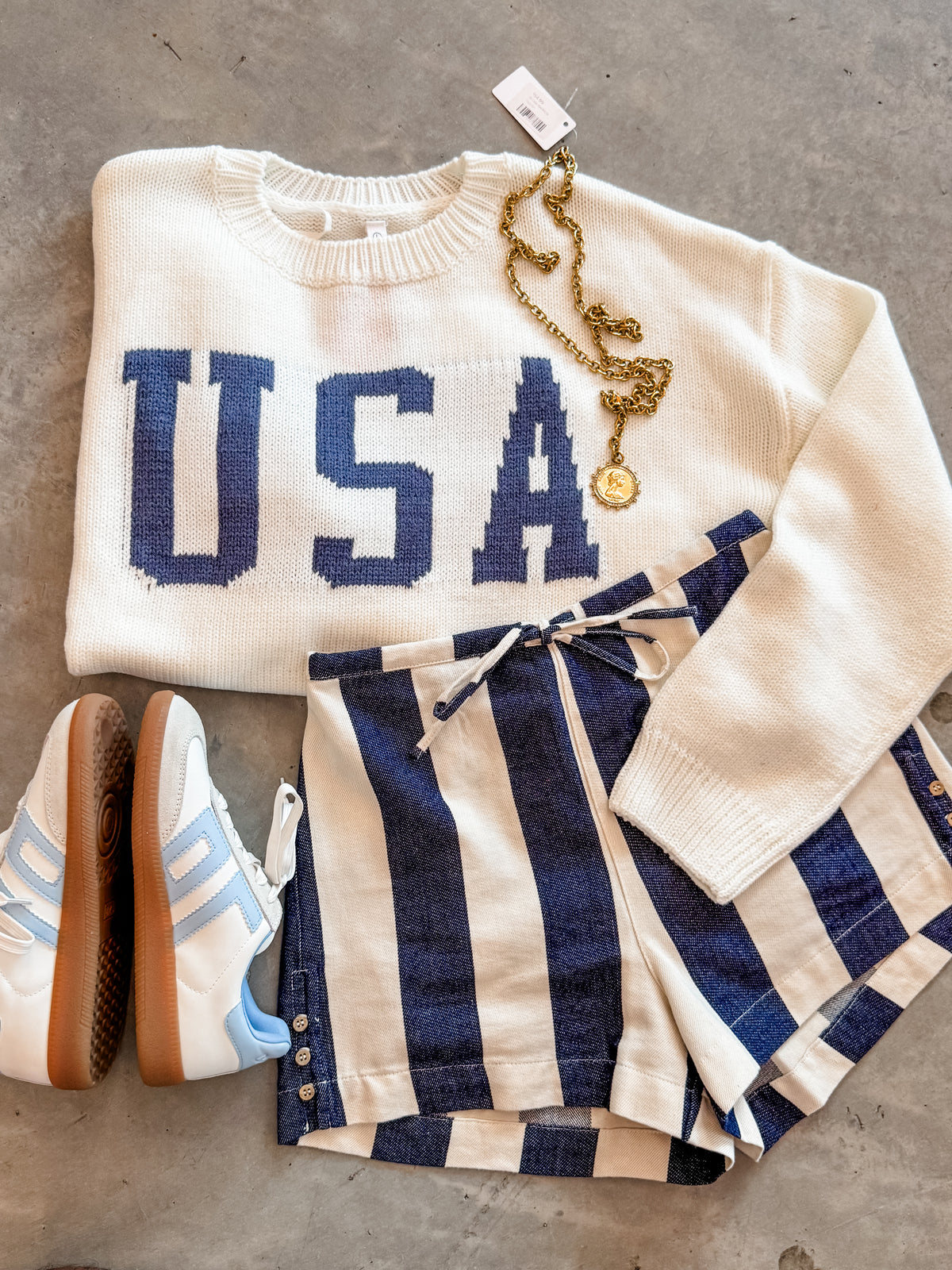 USA Crop Pullover Sweater