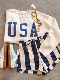 USA Crop Pullover Sweater
