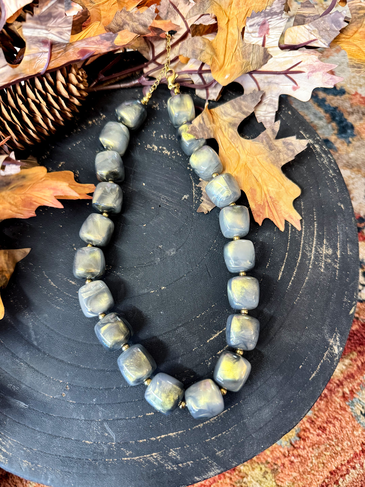 Gun Metal Beaded Necklace