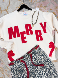 Merry Bow Fleece Sweatshirt 2 Colors