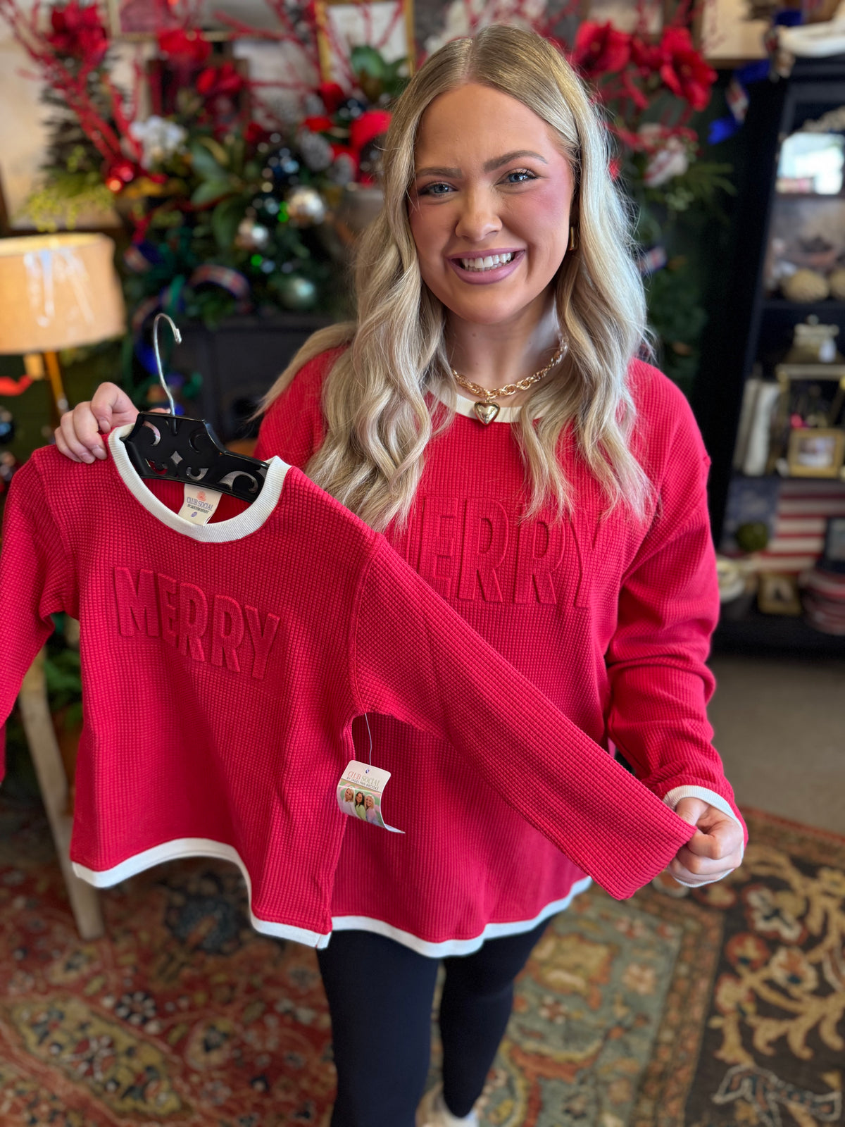 Embossed Effortless Waffle Merry Red/Cream