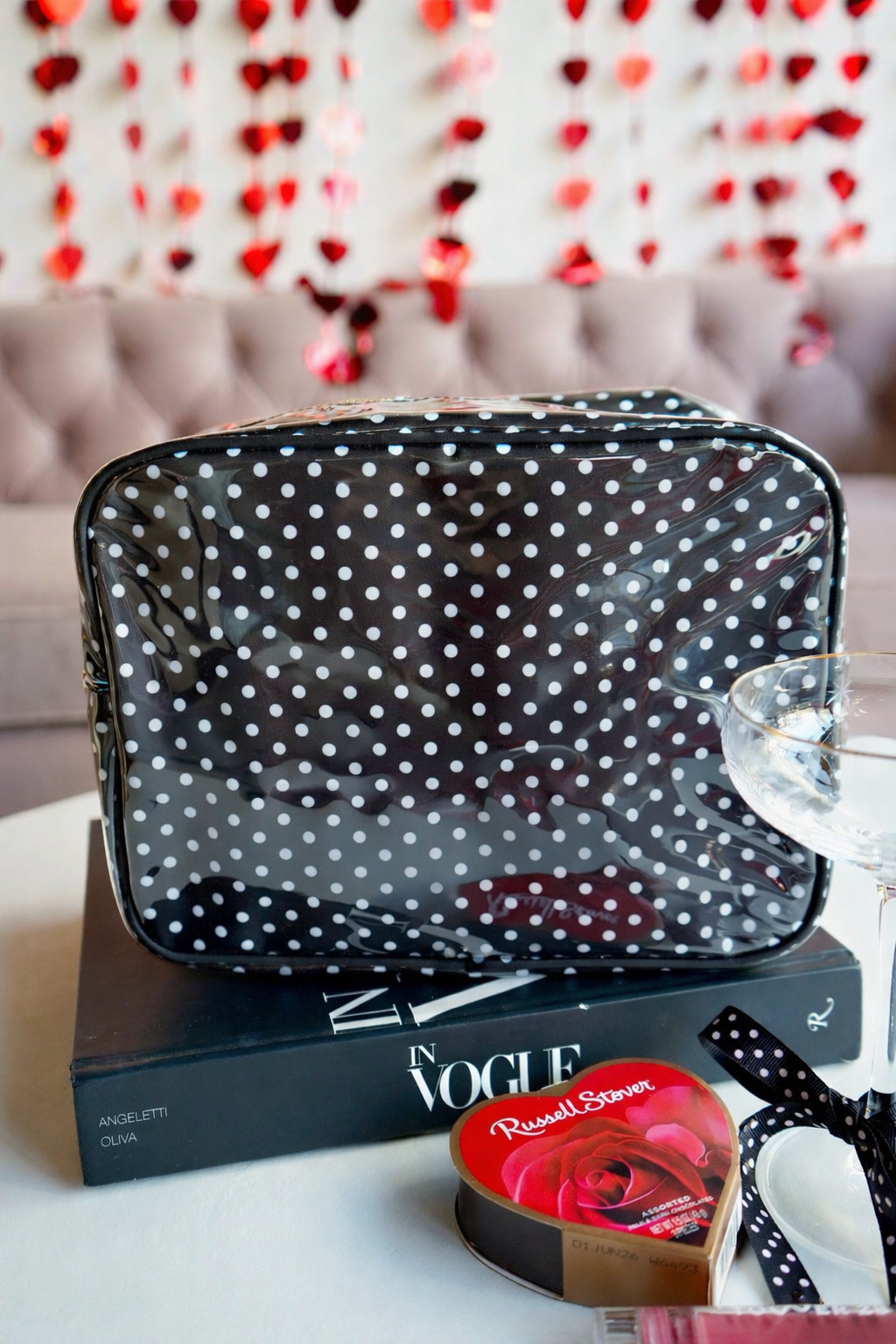 Black Polka Dot Clear Coat XL Bag