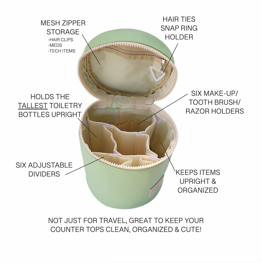 Barrel Toiletry Bag - Lime Checkered (Lime/Cream)