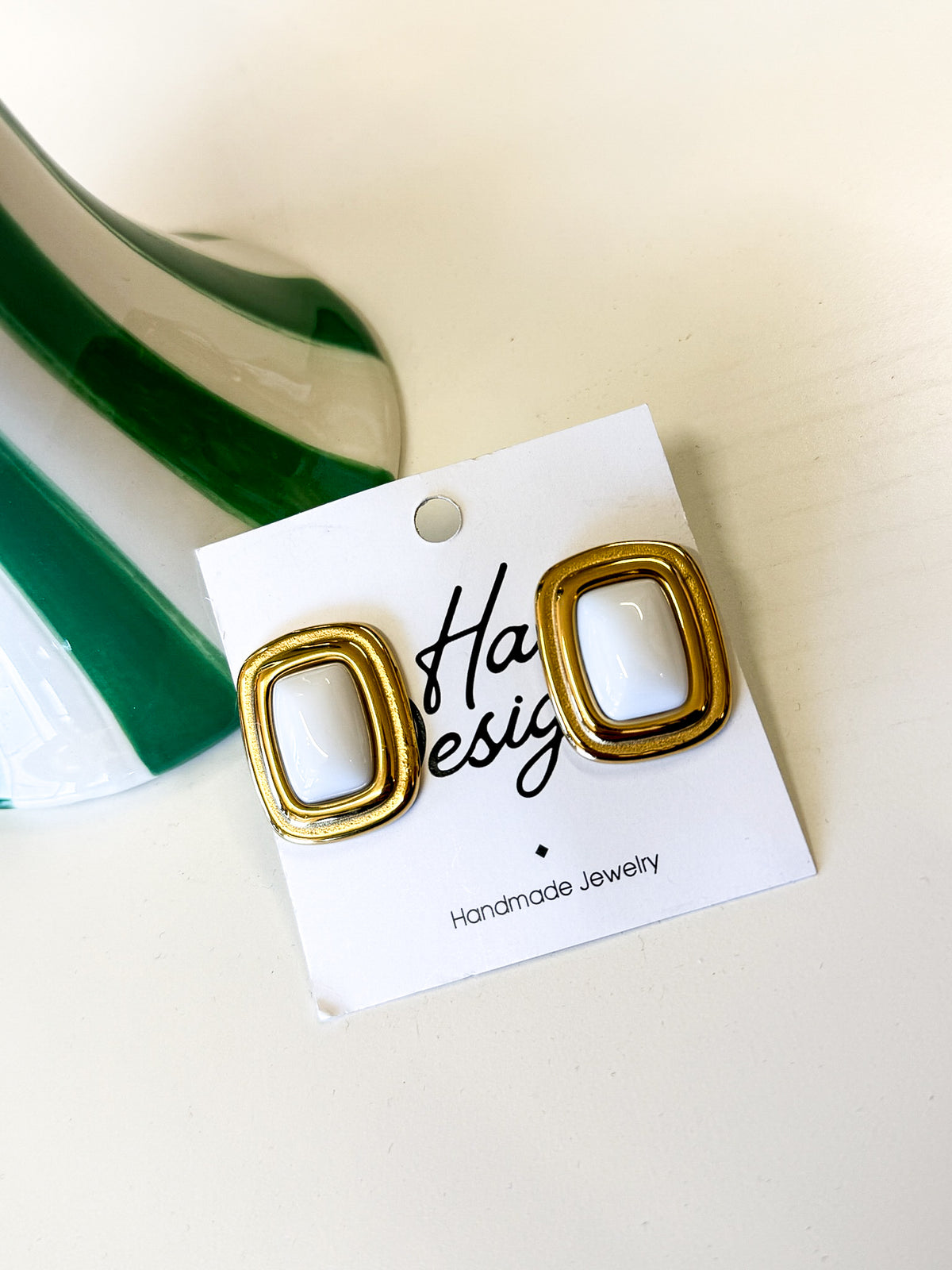 Rectangle Pearl Earrings