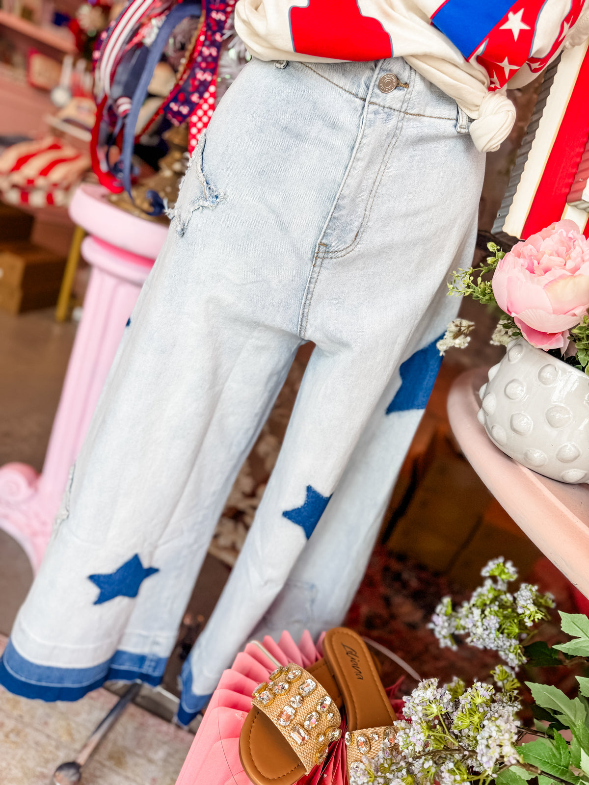 Star Frayed Patch Jeans