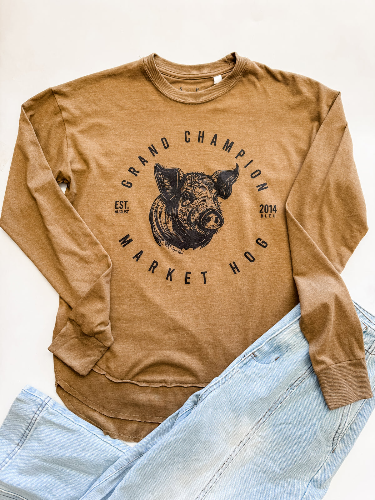 Grand Champion Market HOG Carpenter Brown High Low Long Sleeve Tee