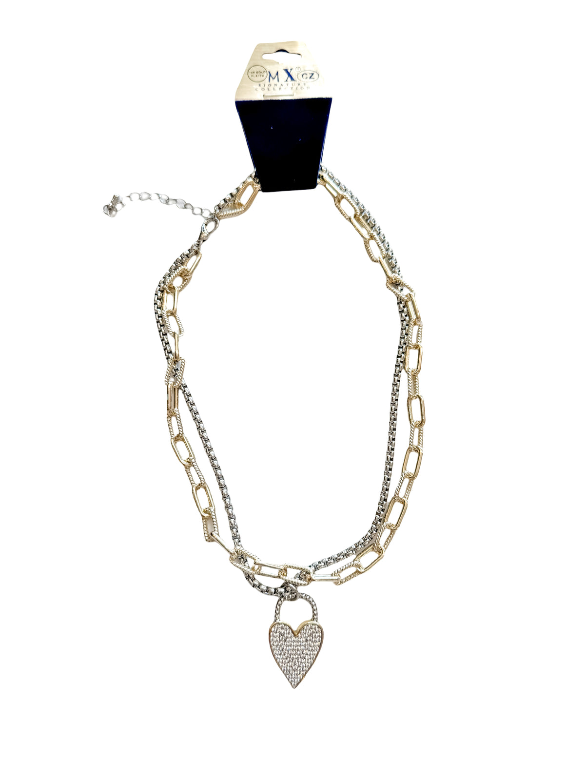 Double Chain Heart Necklace