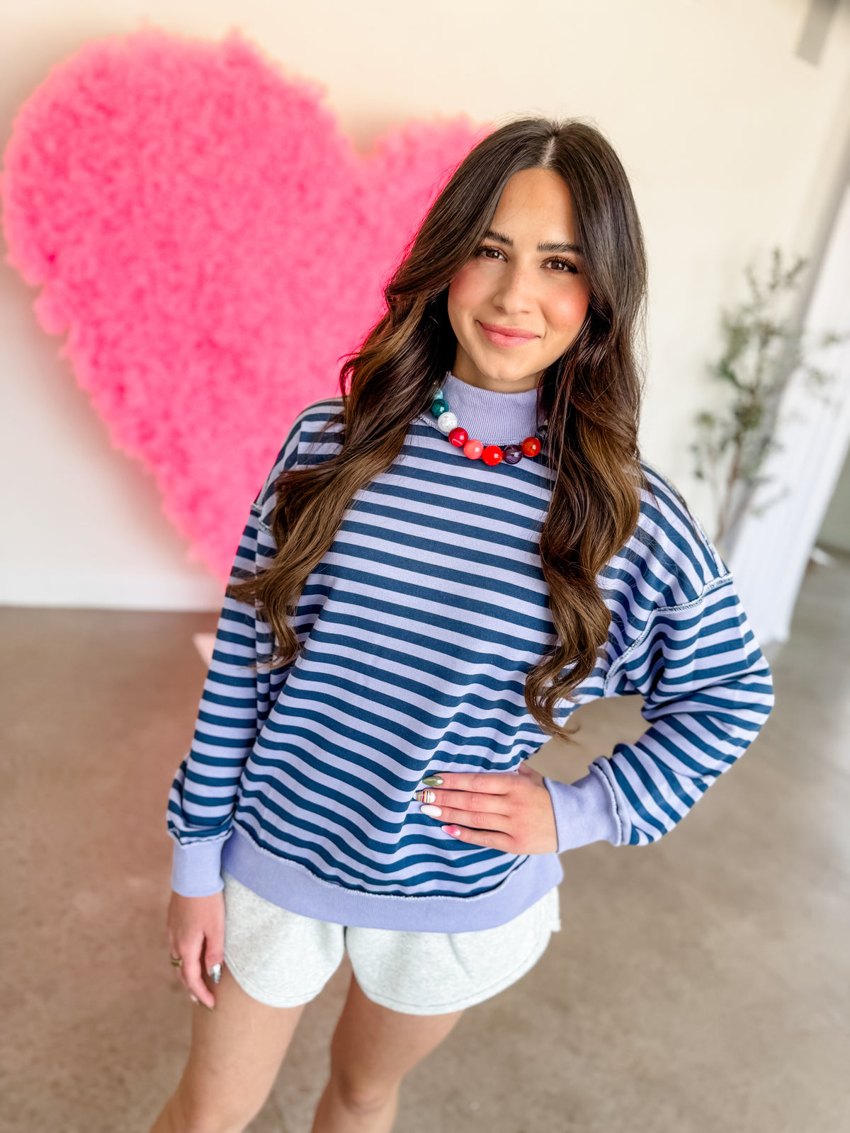 Sugar Plum Stripe Mock Neck
