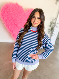 Sugar Plum Stripe Mock Neck