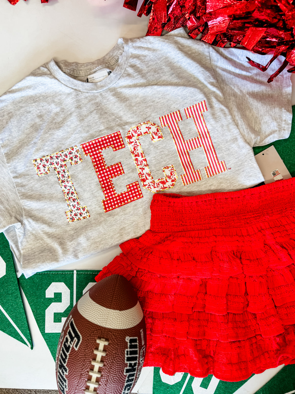 Ash Gray Texas Tech Quilted Puff Ink Tee