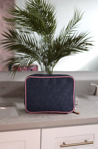 CUSTOM Oversized Cosmetic Bag - (Denim Print)