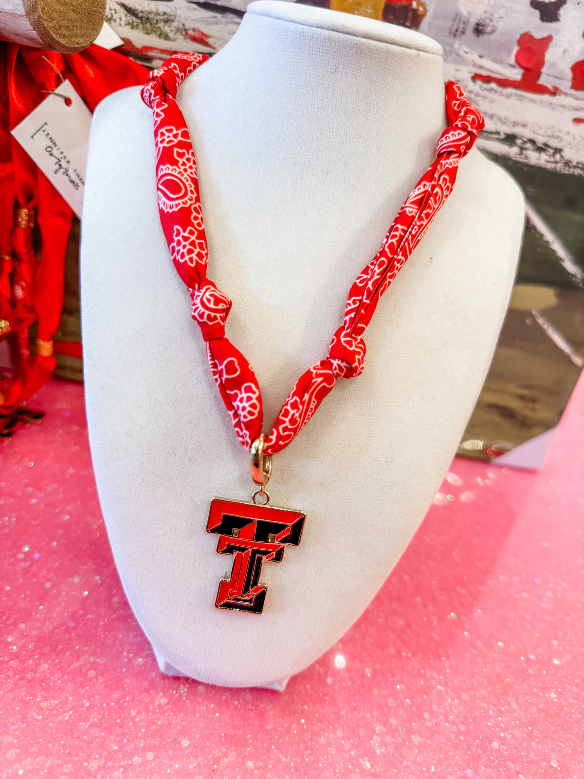 Texas Tech Logo Bandana Scarf Necklace