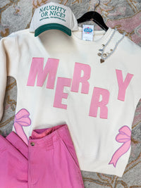 Merry Bow Fleece Sweatshirt 2 Colors