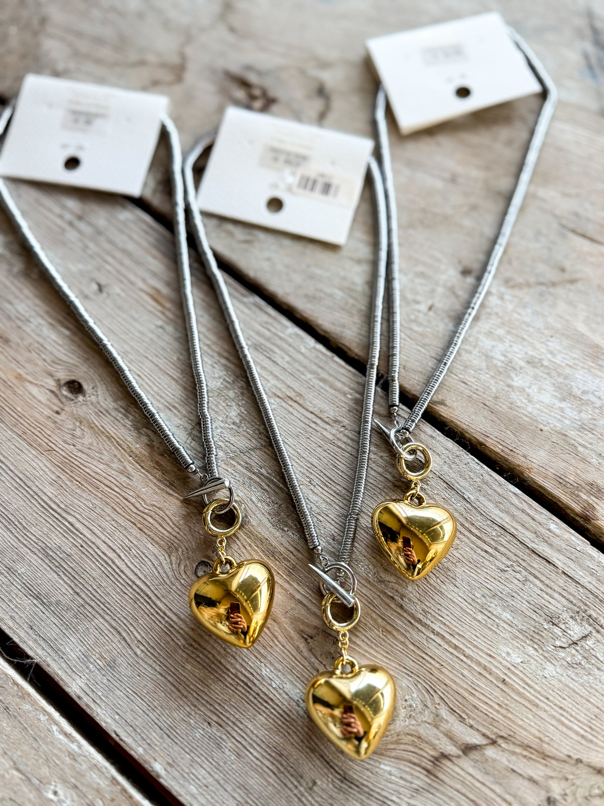 Corded Mixed Heart Necklace