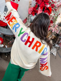 ho ho ho colorful cream sweater