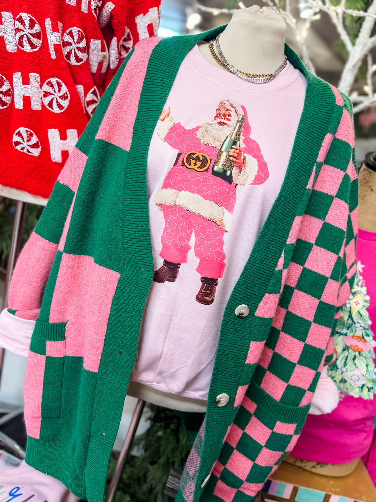 Pink Bougie Santa Sweatshirt