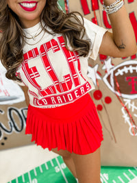 Texas Tech Preppy Plaid Ivory Tee - Licensed Apparel By Livy Lu Designs