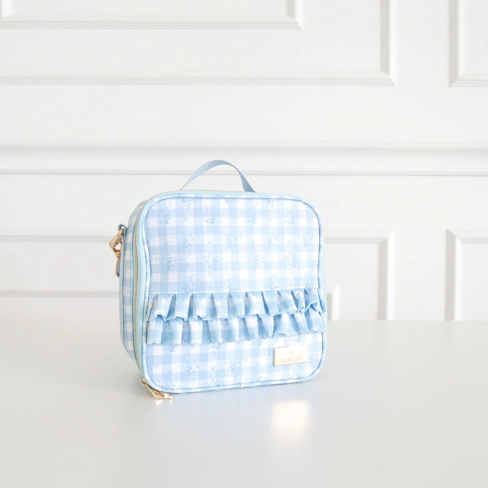 Ruffled Nylon Lunchbox- Blue Floral