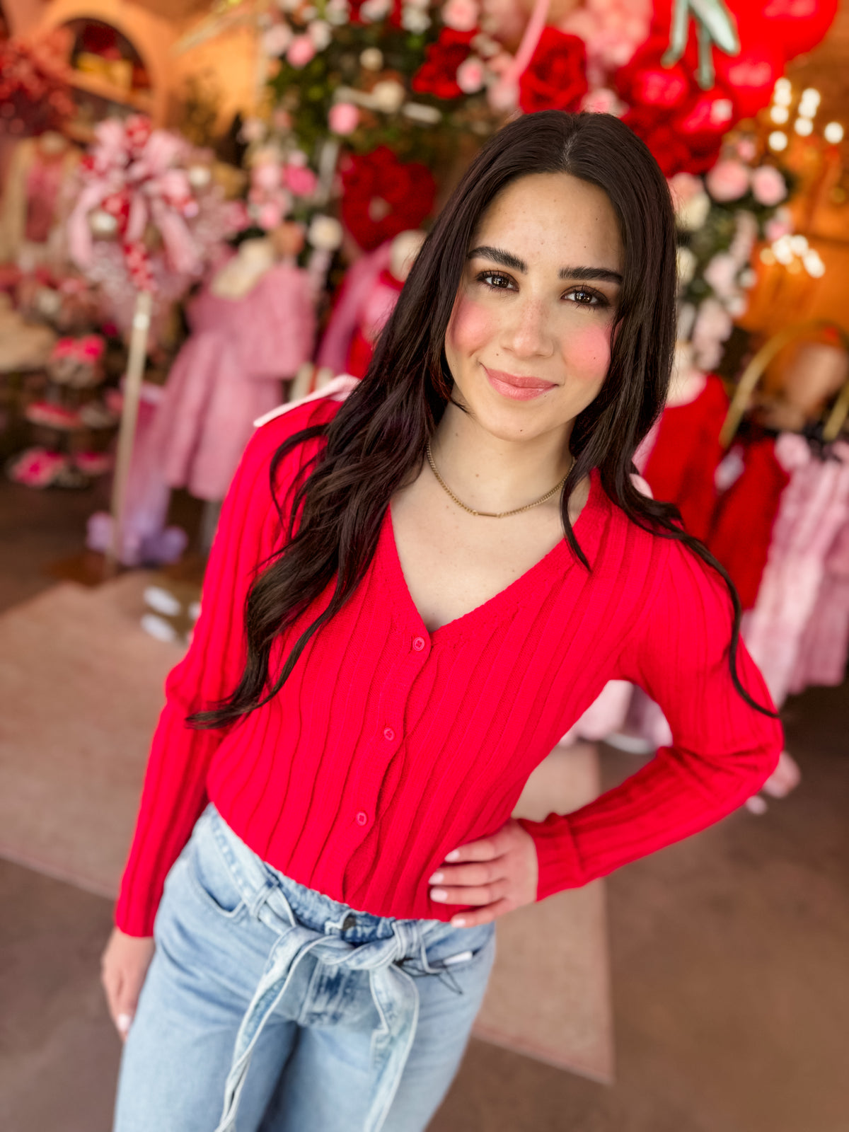 Knitted Red Bow Top