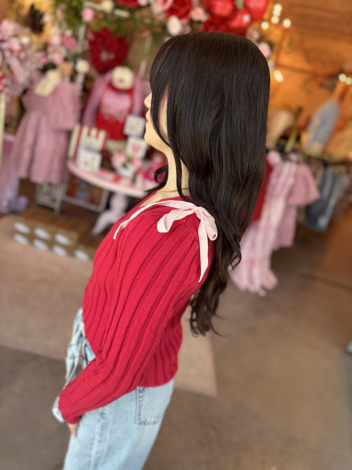 Knitted Red Bow Top