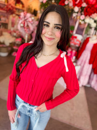 Knitted Red Bow Top