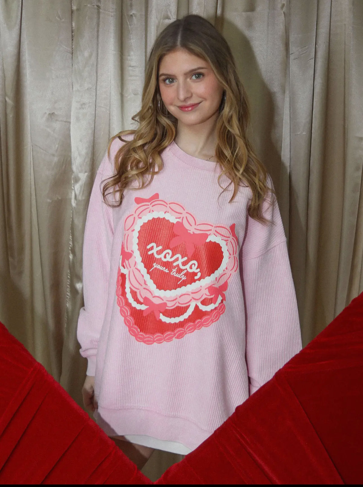 XOXO Cake Corded Sweatshirt