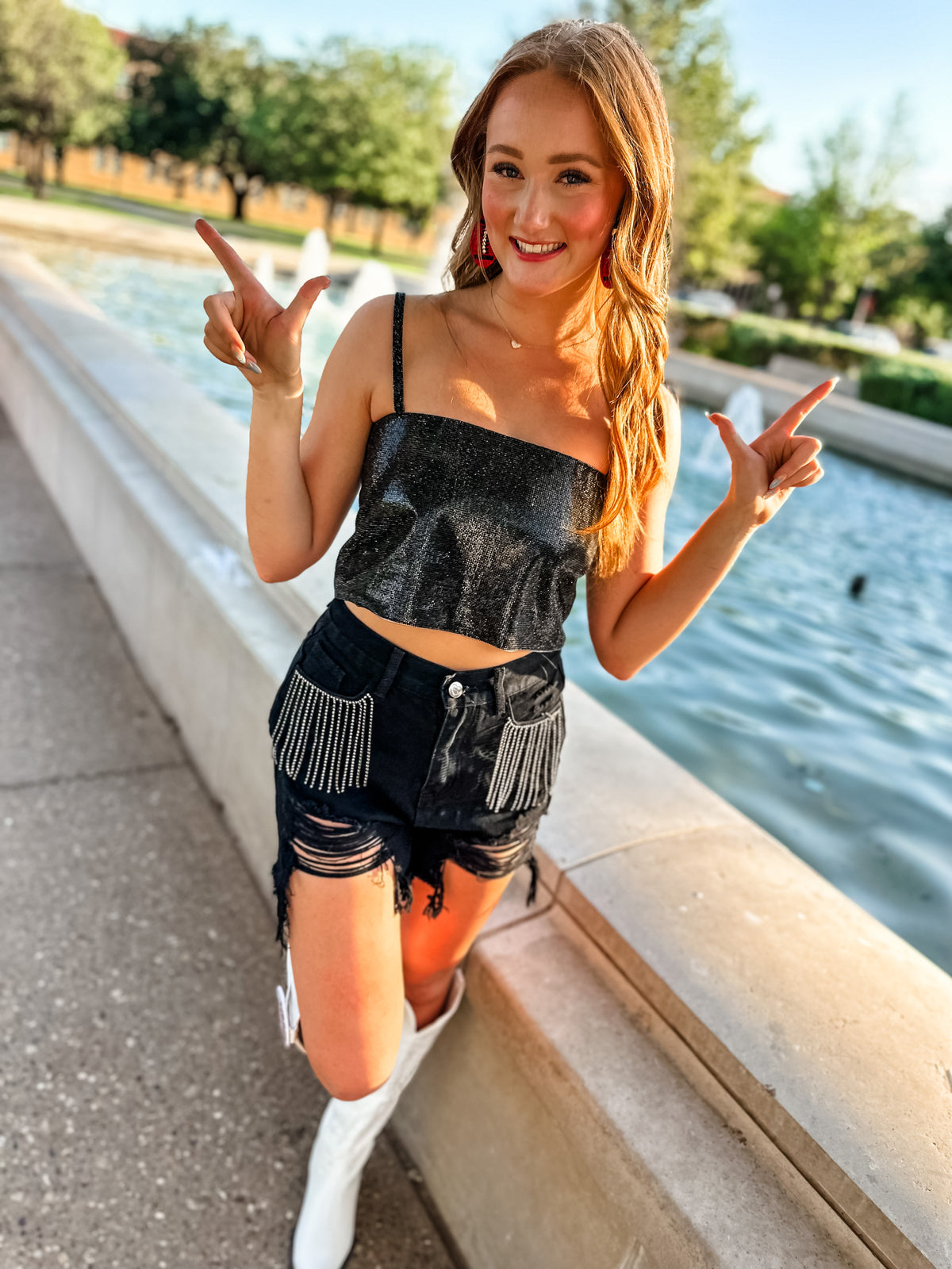 GIRLY GIRL RHINESTONE CROP TOP