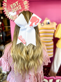 Pink and White Hair Bow